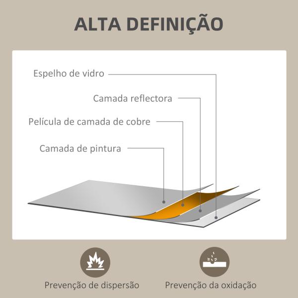 Espelho de Casa de Banho 70x90 cm Espelho de Parede Decorativo para Sala Entrada Corredor Horizontal ou Vertical Madeira