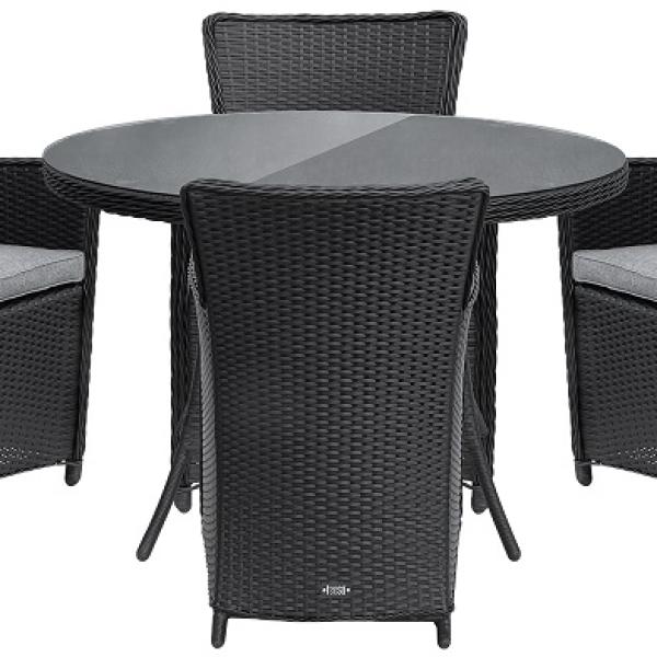 Conjunto de Mesa Amber 2 c/ 4 Poltronas (Preto) - TEESA
