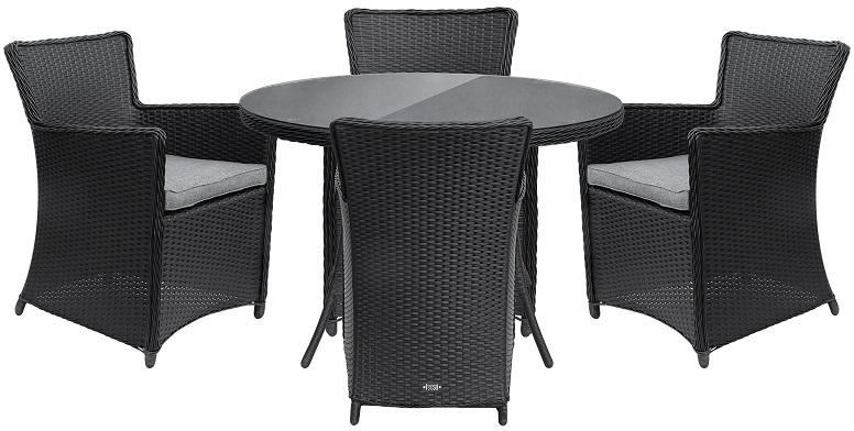 Conjunto de Mesa Amber 2 c/ 4 Poltronas (Preto) - TEESA