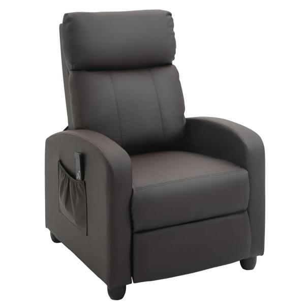 Poltrona de Massagem Reclinável com 2 Zonas de Massagem 8 Programas e 5 Níveis de Intensidade 68x88x98 cm Marrom Escuro