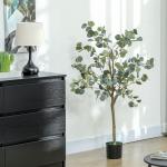 Eucalipto Artificial 120 cm Planta Artificial Decorativa Grande Árvore Artificial de Interior com 230 Folhas Verde