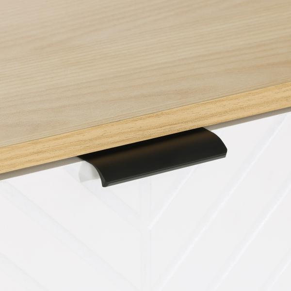 Aparador de Cozinha Moderno com Prateleiras Ajustáveis 2 Armários e Anti - Tombo 91,5x35x77,4 cm Branco e Madeira