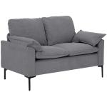 Sofá de 2 Lugares Revestido em Veludo Sofá Moderno com Pés de Metal Apoios de Braços Acolchoados 130x77x84 cm Cinza
