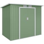Abrigo de Jardim 213x130x173cm Abrigo de Exterior de Aço Galvanizado com Porta Corredeira e Ventilações Verde