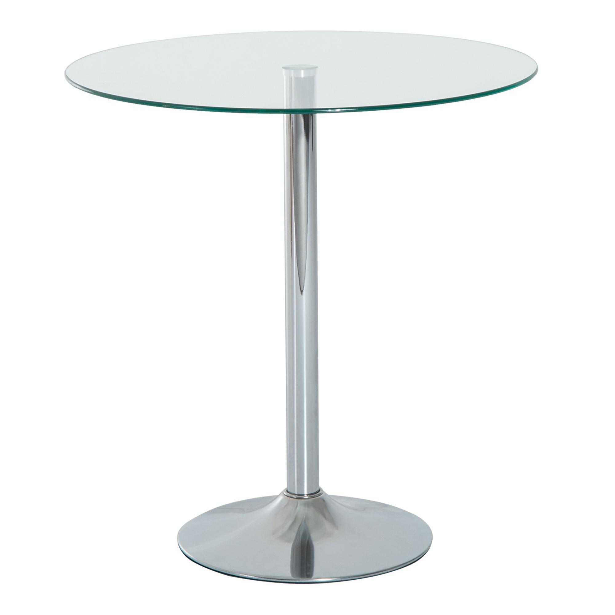 Mesa de Jantar Redonda para 2 Pessoas Mesa de Cozinha Moderna com Superfície de Vidro Temperado para Sala de Estar, Prateada