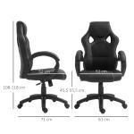 Cadeira de Escritório Ergonómica Cadeira de Escritório Giratória com Altura Ajustável Encosto Alto Estofado em Couro PU e Malha Transpirável 71x61x108 - 118cm Preto