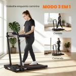Passadeira Dobrável Elétrica 2.5HP com Secretária Destacável e Guiador Ajustável em Altura 1 - 12 km/h Ecrã LED 125x70x102 - 111 cm Preto
