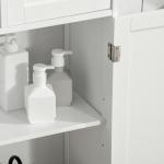 Kleanklin Armário de Casa de Banho com 2 Portas Prateleira Ajustável 2 Gavetas e Compartimento Aberto Móvel Auxiliar de Armazenamento para Sala de Estar Cozinha 60x30x108,8cm Branco