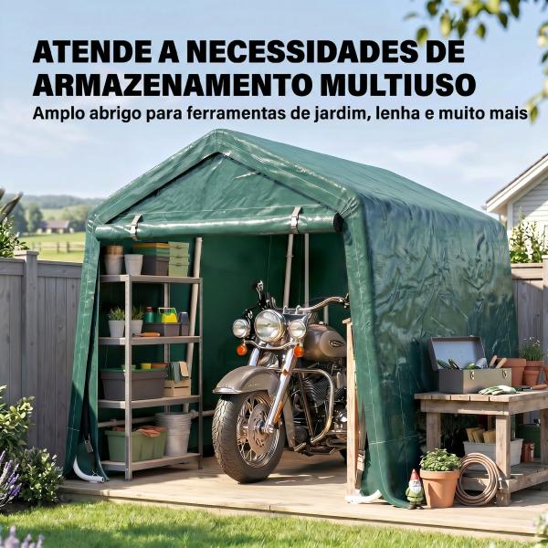 Abrigo de Exterior para Ferramentas Bicicleta 2,4x2x2,02 m Abrigo de Armazenamento com 2 Portas Anti - UV para Jardim Verde