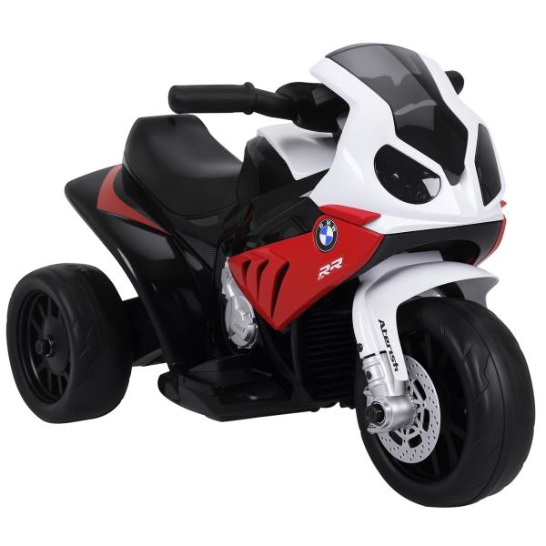 Mota Elétrica BMW para Crianças entre 18 - 36 Meses 6V com Faróis Música e Velocidade Máx. de 2,5 km/h 66x37x44 cm Vermelho
