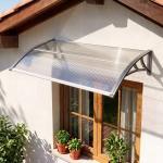 Marquise de Proteção 110x60cm Marquise Exterior para Portas e Janelas contra o Sol e Chuva com Suporte de PP Policarbonato Cinza