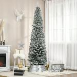 Árvore de Natal 225 cm Árvore de Natal Artificial Nevado com 738 Ramos e Suporte de Metal Verde e Branco