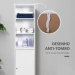 Armário de banheiro branco 5 níveis Prateleiras Coluna do banheiro com 3 prateleiras 1 porta de MDF e resistente à água 40x38x160cm