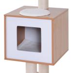 Árvore Arranhadora para Gatos de Madeira 71,5x49,5x120cm Torre para Gatos com Caverna Plataformas Postes Arranhadores de Sisal Almofadas de Pelúcia Suave e Bolas Suspensas Natural