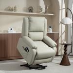 Poltrona Relax Levanta Pessoas com 8 Pontos de Massagem Reclinável com Função de Aquecimento 89x93x105 cm Cinzento Claro