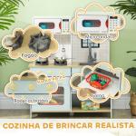 Cozinha de Madeira para Crianças acima de 3 Anos Cozinha de Brincar Infantil com Som Fogão Lavatório Micro - Ondas e Acessórios Azul