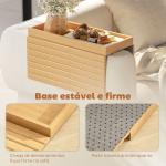 Bandeja de Braço para Sofá em Bambu Dobrável e Flexível com Base Antiderrapante 45x33,5x3 cm Madeira