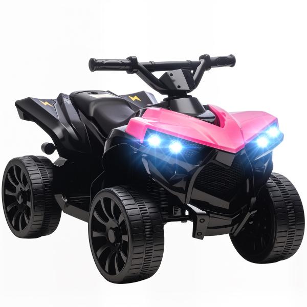 Quadriciclo Elétrico para Crianças 6 V Quadriciclo para Crianças com Velocidade até 3 km/h Faróis e Música 70x42x45 cm Rosa