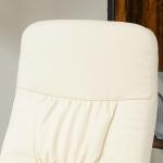Poltrona Relax com Apoio para os Pés Estofada em PU Reclinável até 145° e Giratório 360° com Encosto Ajustável 81x81x105cm Creme