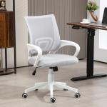 Cadeira de Escritório de Malha Giratória com Altura Ajustável Função Basculante e Apoio para os Braços 57x55x89 - 109 cm Cinza
