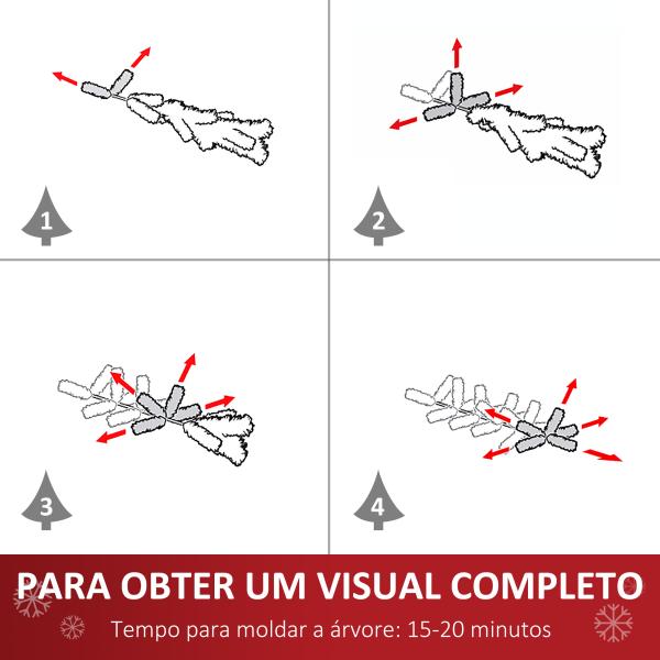 Árvore de Natal Automática 120 cm com 222 Ramos 28 Decorações Suporte em Aço Base Dobrável e Removível Verde