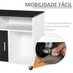 Móvel Auxiliar de Escritório Móvel Arquivador com Rodas Prateleiras Gaveta e Armário Multiuso com Grande Armazenamento 100x35x65cm Preto e Branco