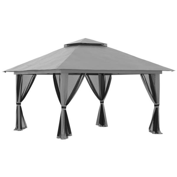 Tenda Dobrável Pop - UP 3,92x3,92x2,83 m com Altura Ajustável Proteção UV50+ Rede Mosquiteira e Bolsa de Transporte Cinza