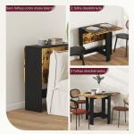 Mesa Dobrável de Jantar Mesa de Cozinha com Abas Rebatíveis para Espaços Pequenos 103x76x73,5 cm Preto e Castanho Rústico