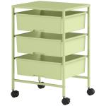Carrinho Auxiliar com Rodas Carrinho de Cozinha de 3 Níveis com 3 Cestos e Estrutura de Aço 40,8x33,5x60,5 cm Verde