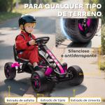 Kart a Pedais para Crianças com Embraiagem Automática Travão e Rodas Antiderrapantes em EVA 100x59x60,5 cm Rosa