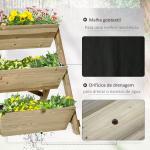 Horta de Escada de 3 Níveis Horta de Madeira com Tecido não tecido e Orifícios de Drenagem Horta para Plantas Flores Ervas 71x61x77cm Madeira Natural
