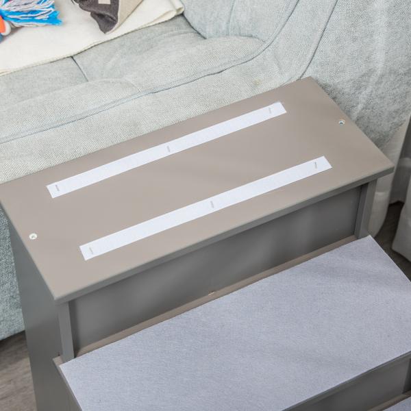 Escada para Animais de Estimação de 4 Degraus Escada para Cães e Gatos com Tapetes Antideslizantes Removíveis 40x59x54,2 cm Cinza