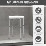 Banco de Duche Banco de Segurança para Duche com Altura Ajustável 32,2x41x35,5 - 54cm Branco