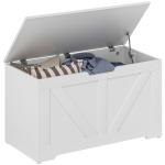 Baú de Armazenamento 100L Baú de Arrumação com Tampa e Dobradiça de Segurança 80x40x45 cm Branco