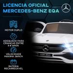 Carro Elétrico para Crianças Mercedes - Benz EQA 12V com Música Buzina Velocidade 3 - 8 km/h 111,5x69x52,5 cm Branco
