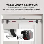 Barra de Elevação para Porta Ajustável de 95 cm a 123 cm Carga 200 kg para Exercícios e Treino Vermelho e Preto