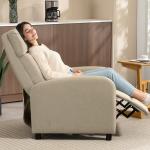 Poltrona Relax Reclinável até 155° Poltrona Reclinável Manual para Pessoas com Altura Inferior 195 cm 67x87x98 cm Bege
