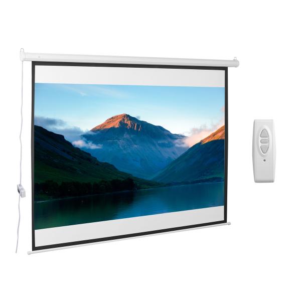 Tela de Projeção Elétrica Portátil Universal100" 4:3 com Controlo Remoto Suspensa na Parede 203x152 cm Branco