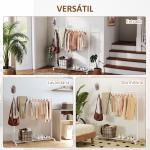 Charriot com Rodas 5 Ganchos Barra para Pendurar e Prateleira Inferior 120x43x171 cm Branco
