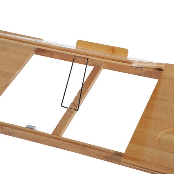Mesa de Computador Portátil de Bambu Dobrável Reclinável e Altura Ajustável Mesa Auxiliar com1 Gaveta 72x35x22 - 30 cm Madeira