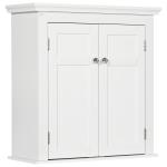 Armário Casa de Banho de Parede com Prateleiras Ajustáveis e Portas com Fechadura Magnéticas 58x24x60 cm Branco