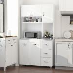 Armário de Arrumação Alto com 4 Portas Prateleiras Ajustáveis para Sala de Estar 100x39,5x183,5 cm Branco