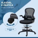 Cadeira de Escritório com Suporte Lombar Apoio para os Braços Dobrável e Altura Ajustável 59x65x102 - 122 cm Preto