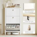 Sapateira para Entrada com 3 Gavetas Prateleiras Ajustáveis e Puxadores em PU para 21 Pares de Sapatos 80x24x131 cm Branco