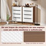 Cómoda com 4 Gavetas de Tecido Frentes com Padrão de Diamante Móvel de Arrumação 59,5,5x30x92,5 cm Madeira e Branco