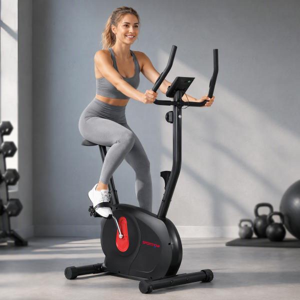 Bicicleta Estática com 8 Níveis de Resistência Magnética Sensor de Frequência Assento Ajustável Ecrã LCD 88x50,5x131,5 cm Preto