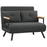 Sofá Cama Sofá Convertível em Cama de 2 Lugares Dobrável com Encosto Ajustável em 5 Níveis e 2 Almofadas 102x73x81 cm Cinza
