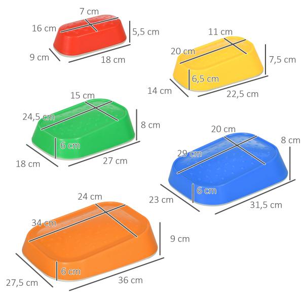 Jogo de Equilíbrio para Crianças de 3 - 8 Anos Conjunto de 5 Degraus para Treino de Equilíbrio 36x27,5x31 cm Multicor