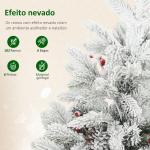 Mini Árvore de Natal Artificial com 35 Luzes LED 182 Ramos com Neve Pinhas Bagas e Base de Saco de Juta Ø48x60 cm Verde