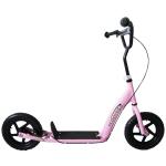 Trotinete para Crianças acima de 5 anos Scooter de 2 Rodas Grandes de 12 Polegadas com Freio e Guidão Ajustável em Altura Carga Máx. 50kg 120x52x80 - 88cm Rosa